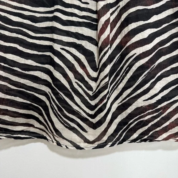 Banana Republic Ramie Utility Shirt Women Medium Tall Safari Zebra Print - Picture 9 of 13
